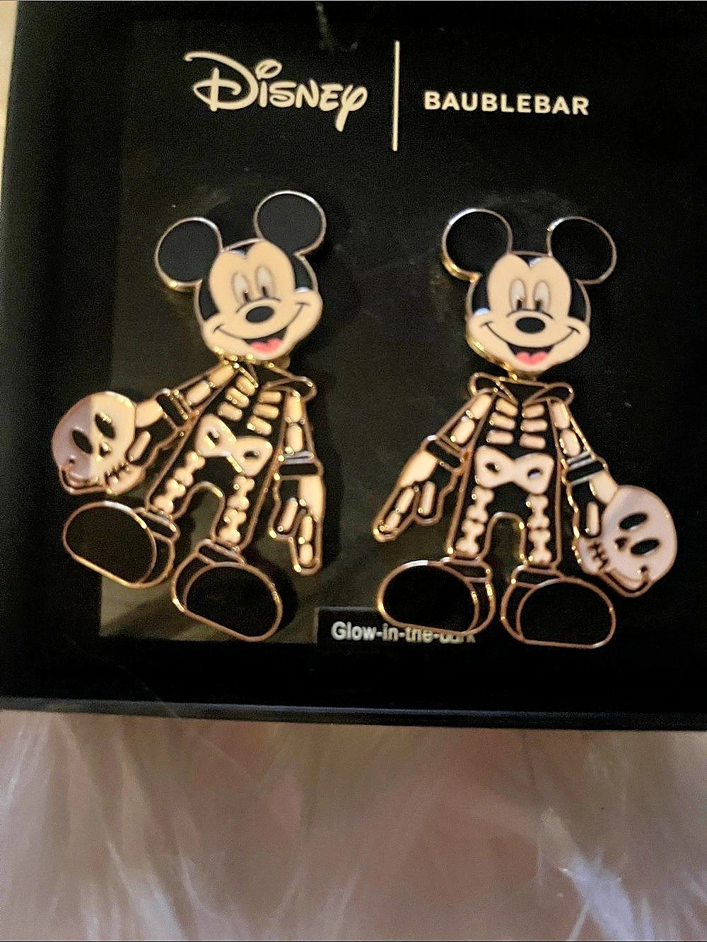 Disney BaubleBar Mickey Mouse Skeleton Glow-in-the-Dark Earrings